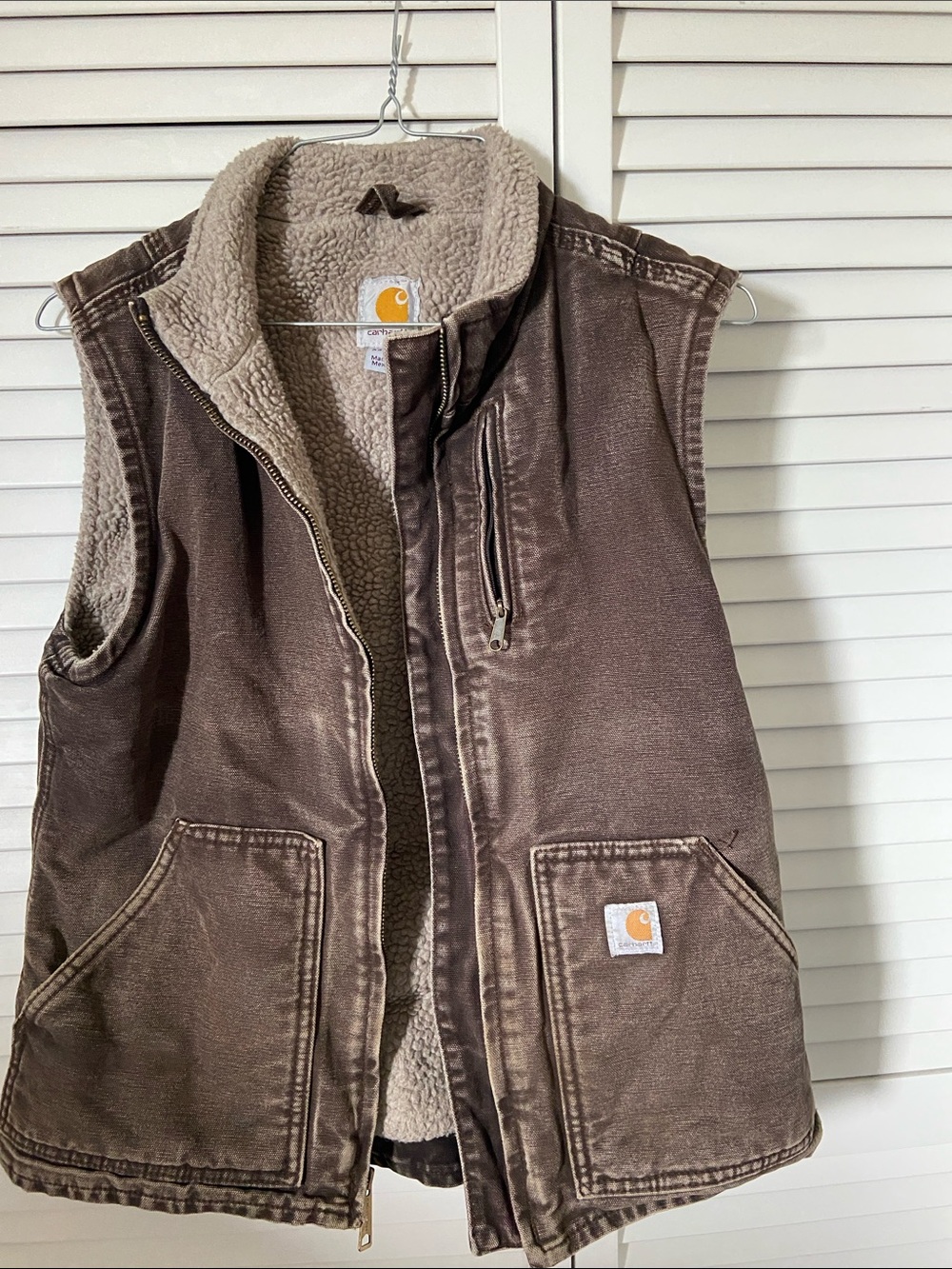 Carhartt Brown Canvas Sherpa Vest